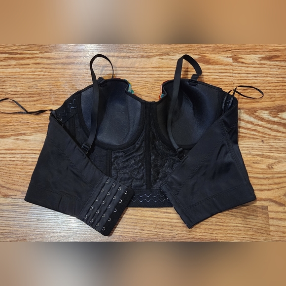 Black Rhinestone Bedazzled Bustier Corset Women's Size XL (runs small) - Picture 2 of 12